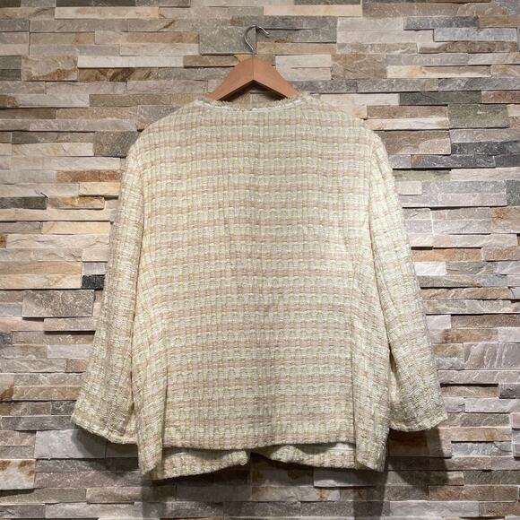 Lafayette 148 16 Tweed Blazer | Bouclé Chartreuse Plaid Career Jacket MSRP $1298 - Picture 8 of 11